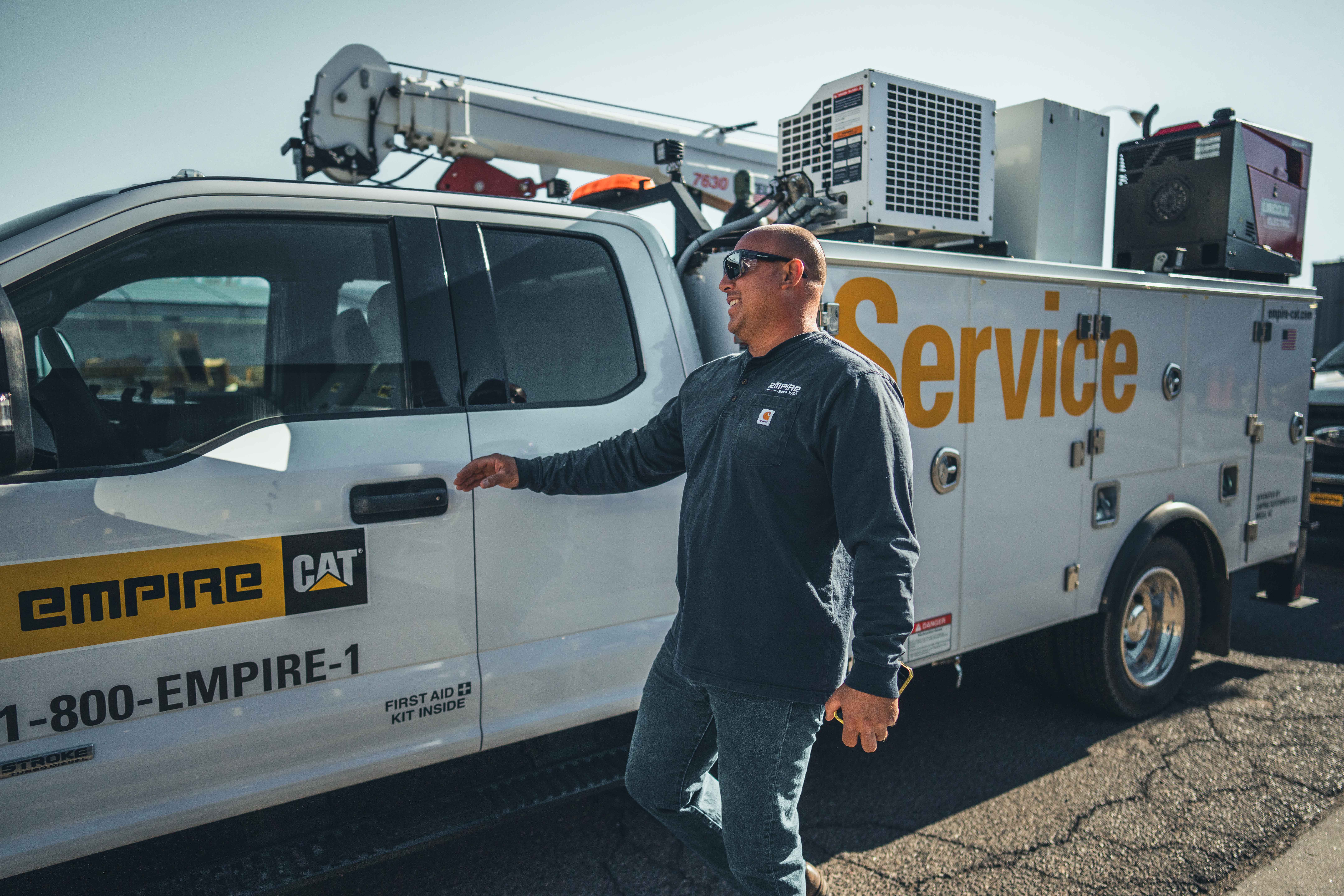 field technician getting into service truck